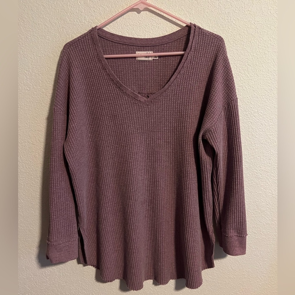 Purple Terra & Sky Waffle Shirt Size 14Wide